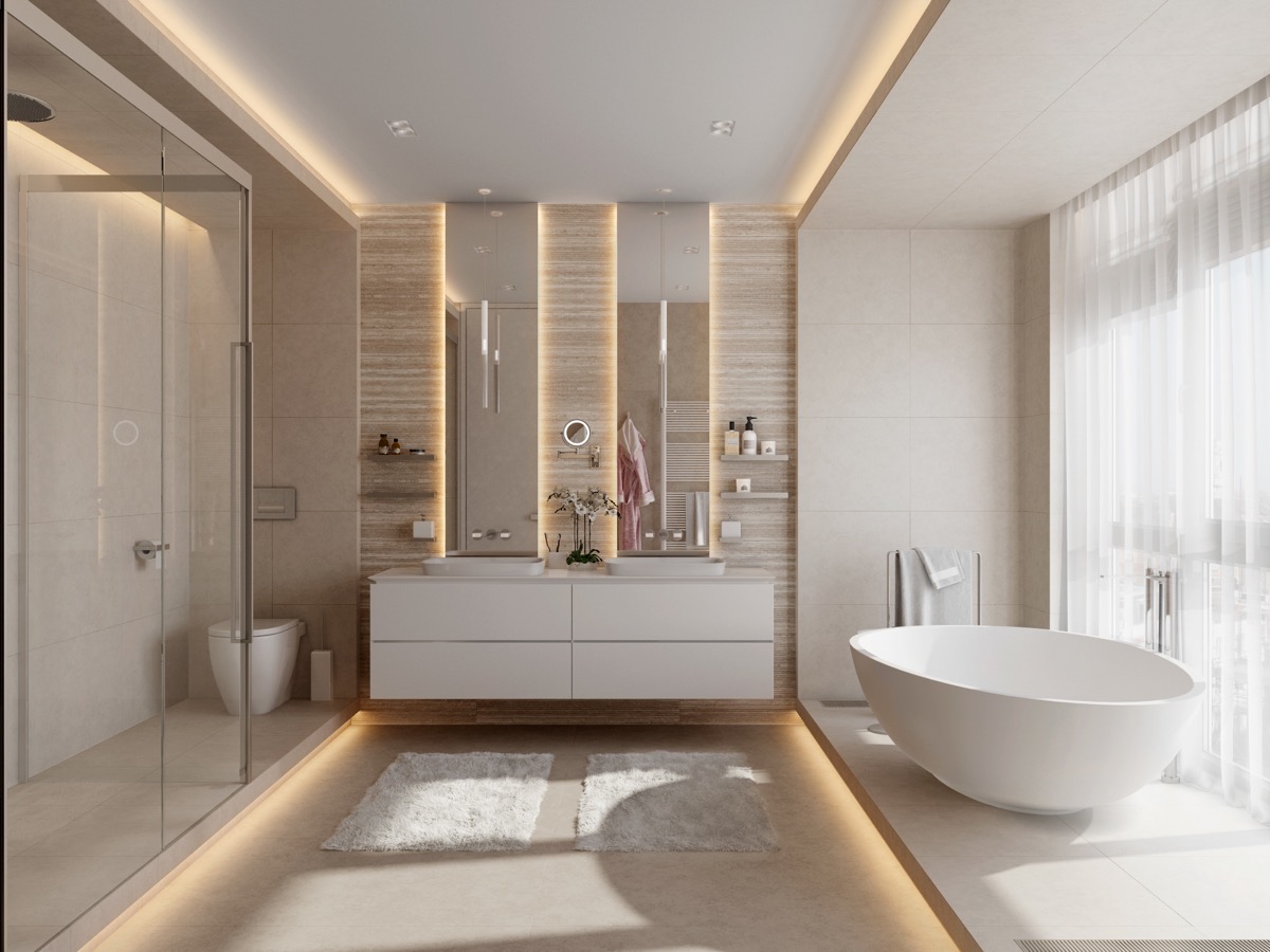Tận dụng ánh sáng tự nhiên giúp phòng tắm thoáng mát, rộng rãi hơn Tận dụng ánh sáng tự nhiên giúp phòng tắm thoáng mát, rộng rãi hơn