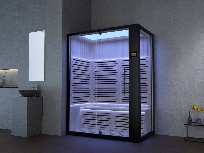 Phòng xông hơi khô sử dụng hơi nóng từ máy sauna hoặc tia hồng ngoại