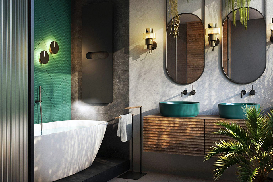 Những chiếc gương đơn là lựa chọn hoàn hảo cho phòng tắm color block Những chiếc gương đơn là lựa chọn hoàn hảo cho phòng tắm color block