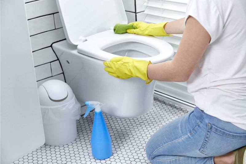 Vệ sinh bồn cầu bằng dung dịch tẩy rửa thông dụng