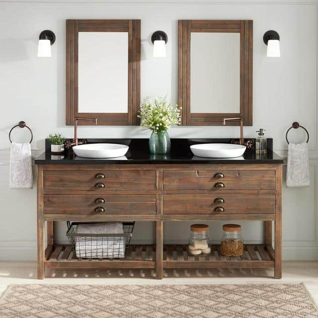 Tủ lavabo bán âm đôi